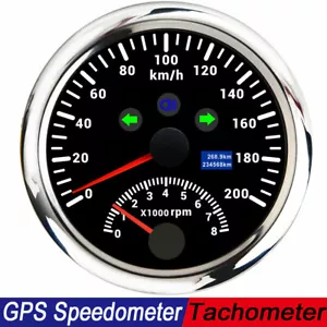 85mm GPS Speedometer 0-200Km/H with Tachometer Gauge 8000RPM for Car Motorcycle - Picture 1 of 12