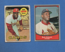 2 BOB GIBSON ST.LOUIS CARDINALS 1969 TOPPS # 200 & 1990 PACIFIC # 28