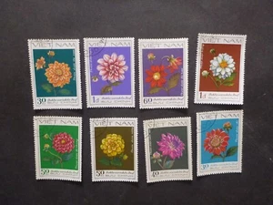 Vietnam 1982 Flowers- Dahlias Set 8 Used Stamps - Picture 1 of 1