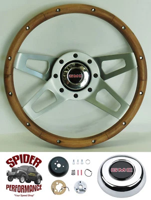 1970-73 Jimmy Suburban GMC pickup wood steering wheel 13 1/2" WALNUT - Image 1 of 4