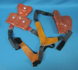 Rogers RH Leather Gun Holster & Magazine Pouch Shoulder Rig - Picture 1 of 8