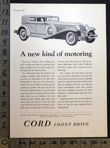 1930 AUBURN CORD FRONT DRIVE BROUGHAM INDIANA ART DECO LUXURY AUTO CAR ...
