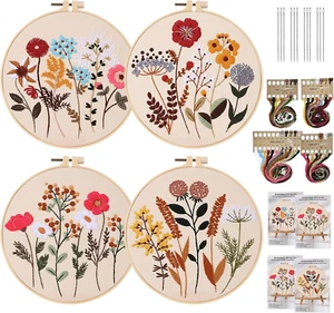 Stickset Für Anfänger, 4 Sticken Set Erwachsene, Embroidery Kit Mit Stickrahmen - Bild 1 von 12