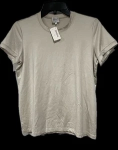 NWT Armani Collezioni Women’s Light Beige Crew Neck Short Sleeve Shirt Size 14 - Picture 1 of 8