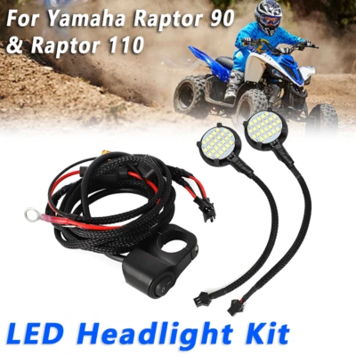 Kit de faros LED blancos para Yamaha Raptor 90 y 110 YFM90R con kit de arnés de interruptor Foto 1 de 4