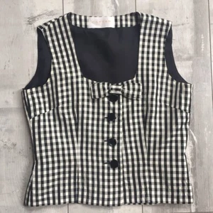 CARVEN PARIS SILK CHECK VEST GILET WAISTCOAT FRANCE 40 US8 UK12 - Picture 1 of 11