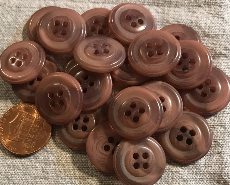 12 Mauve With Dusty Pink Swirl Plastic Sew-through Buttons 11/16" 18MM Lot 1698 - Image 1 of 1