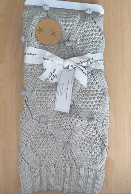"Nueva manta para bebé Cupcakes y cachemir gris tejido cable pompones 40""x30"" unisex" Foto 1 de 3