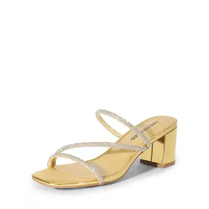 Women Strappy Square Open Toe Low Chunky Heel Sandals Wedding Mule Shoes - Picture 1 of 14