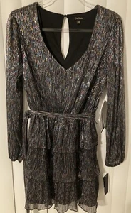 City Studio Kleid schwarz Rüschen Glitzer Metallic Größe Medium Disco Festival Farbe - Bild 1 von 9