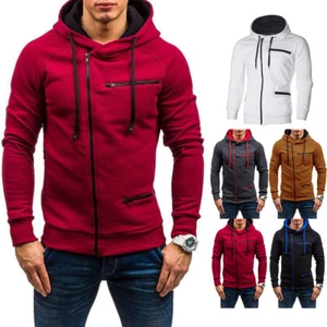 Men's Warm Hoodie Hooded Sweatshirt Coat Jacket Outwear Jumper Winter Sweater - Picture 1 of 19