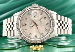 Rolex Men's Datejust 36mm Jubilee Steel Watch ICED 2.50ct Diamonds Silver Dial - Picture 1 of 8