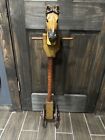 Rare!  Vintage Hand Crafted Wood Stick Hobby Horse w/ Metal Wheels