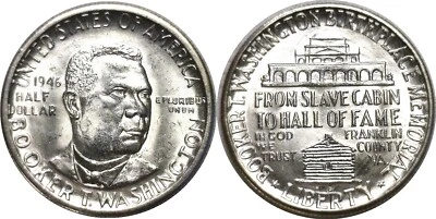 1946-D 50C Booker T. Washington Silver Commemorative Half Uncirculated - Image 1 of 3