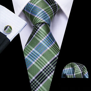 Formal Classic Mens Silk Tie Paisley Striped Colorful Necktie Hanky Cufflink Set
