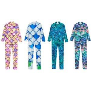Kids Girls Jumpsuit Full Length Bodysuit Long Sleeve Costume Cosplay Catsuit - Picture 1 of 37