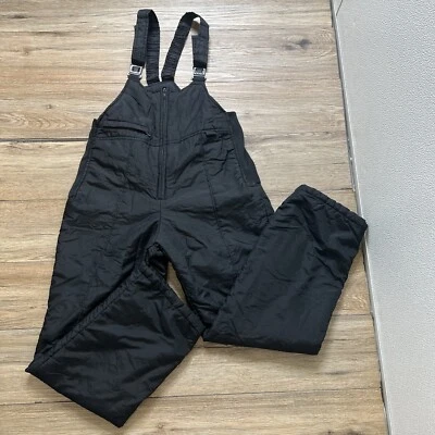 Pantalones de nieve Skigear babero grandes juveniles negros en general 1/4 cremallera nailon atléticos usados #75 Foto 1 de 4