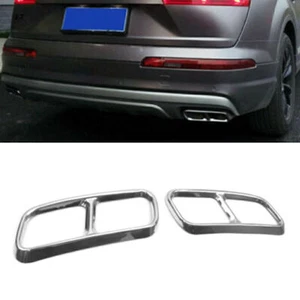 For Audi Q7 16-19 Rear Exhaust Muffler Tail Pipe Cover Trim Silver Stainless - Picture 1 of 8