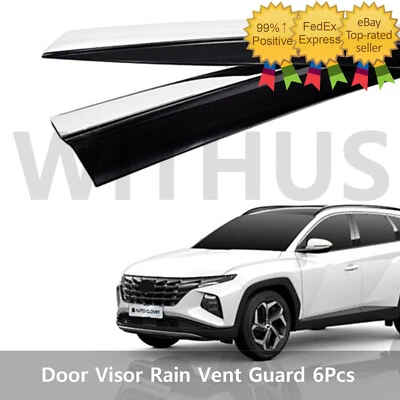 Premium Door Visor Rain Vent Guard Window 6Pcs UPS E452 for Hyundai Tucson 2022+ - Image 1 of 4