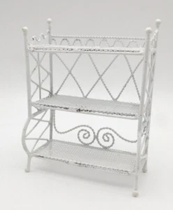 Estante para panaderos casa de muñecas miniatura alambre de metal blanco mimbre - Imagen 1 de 6