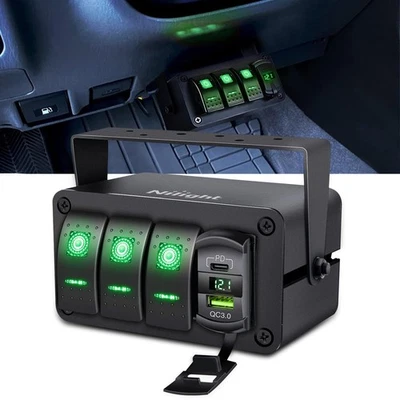 Caja de interruptores basculantes de 3 velocidades Nilight 12V SPST ON apagado interruptores de palanca PD tipo C y Foto 1 de 4