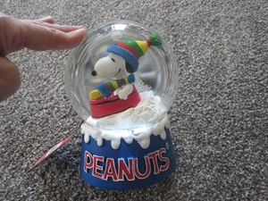 Peanuts Snoopy Woodstock water globe musical Kurt S Adler New with tags dog dish - Bild 1 von 6