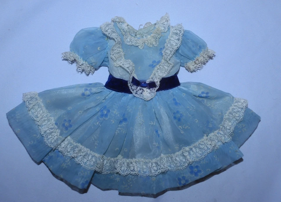 Vintage 1950'S- Vestido de Boneca de Nylon Azul Shirley Temple - Boneca TAGGED fit's 15" - HTF - Imagem 1 de 4