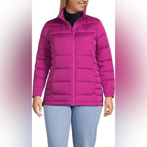 Chaqueta acolchada de plumón para mujer Lands' End en magenta talla M (8-10) - Imagen 1 de 8