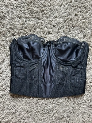De Colección 34C Etiqueta Dorada Victorias Secret Corsé Bustier Satinado Encaje Negro 9751 (H25) Foto 1 de 4