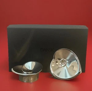 Vintage Dansk Style 02155NP Nickel Plated Heart Tiny Taper Holders, Set of 2 - Picture 1 of 18