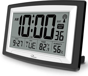 Atomic Clock with Indoor Temperature and Humidity, 12.5 Inch Self-Setting Digita - Picture 1 of 6