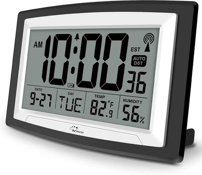 Atomic Clock with Indoor Temperature and Humidity, 12.5 Inch Self-Setting Digita - Image 1 of 4
