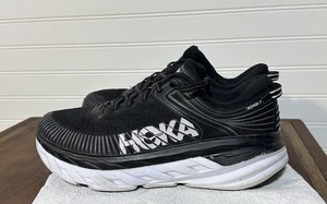 Hoka One One Bondi 7 Shoes Women Size 9 D Wide Black White Run Walking 1110531 - Picture 1 of 9