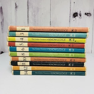 Vintage 1961 The Golden Treasury of Knowledge Books 10 Volumes Lot - Imagen 1 de 6