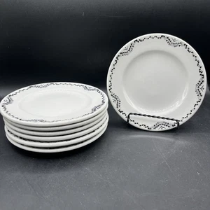 7-Mayer China Restaurant 7.25in SM Plate Dalton Art Deco Geo Rim 40s Black White - Picture 1 of 11
