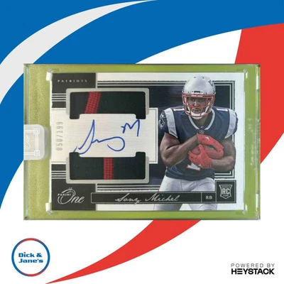 2018 Panini One Sony Michel Rookie Dual Patch Auto 50/199 #54 RC Patriots - Image 1 of 4