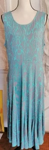 New REBORN Blue Gray Swing Hem Midi Maxi DRESS Size XL $89 - Picture 1 of 3