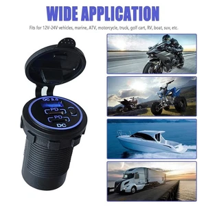 Dual PD3.0/QC3.0 Interface Car Charger For SUV Truck Boat Motor Golf Carts Blue - Picture 1 of 10