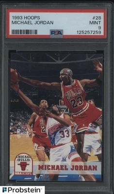 1993-94 Hoops #28 Michael Jordan Chicago Bulls HOF PSA 9 MINT - Image 1 of 2