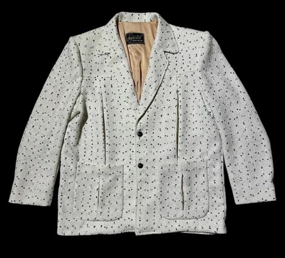 VTG 50s Style Repro Off White Square Atomic Fleck Hollywood Jacket - Image 1 of 4