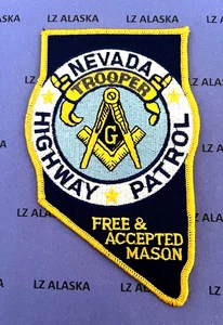 NEVADA HIGHWAY PATROL MASÓNICO (∴) F. & A.M. TROOPER PARCHE INSIGNIA HOMBRO - Imagen 1 de 3