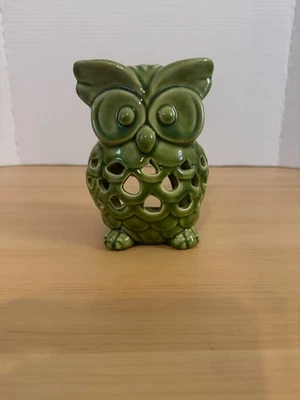 Calentador de velas de cerámica Green Owl 5 pulgadas estado Foto 1 de 4