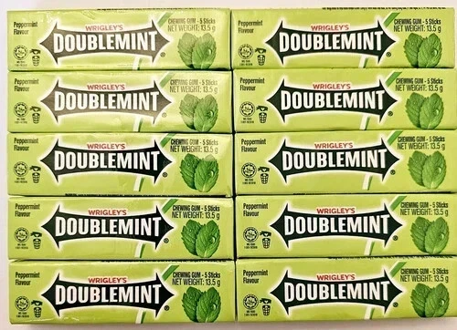 Wrigley's Doublemint Peppermint Chewing Gum 13g - 20 x 5 Sticks- Free Delivery - Image 1 of 1