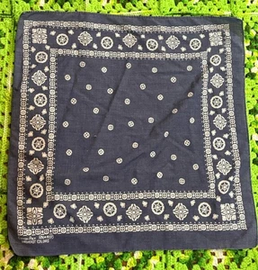 Bandana azul vintage años 50 60 color resistente al lavado algodón borde poli ribete envejecido - Imagen 1 de 8