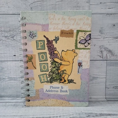 Teléfono y libreta de direcciones vintage años 90 Disney clásico Winnie The Pooh espiral flores Foto 1 de 4