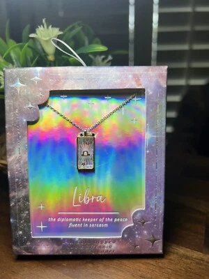 Collar Colgante Libra Zodiaco Circonita Cúbica Vidrio Perforado Sumergido Oro 14k Nuevo con Etiquetas Foto 1 de 4