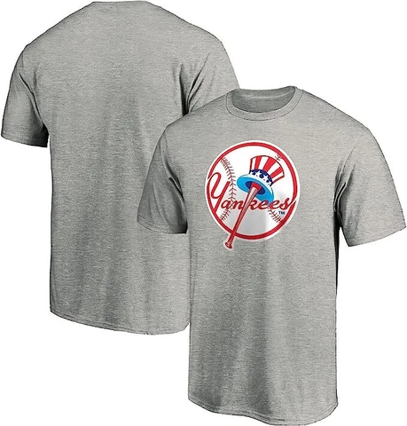 MLB Mitchell & Ness Tee New York Yankees T-Shirt Gray Logo Shirt New with Stain Cover
