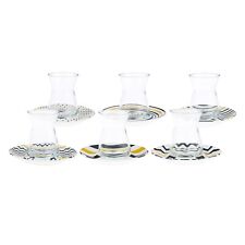 (SET OF 6) Karaca Turkish Tea Cups and Saucers, Armudu Glasses, 6x170 ml,Turkey