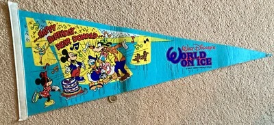 Vintage Rare Official Walt Disney World On Ice Felt Pennant -1980s - Donald Duck - Image 1 of 4