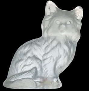 Viking Glass Cat Paperweight Satin Glass Kitty Bookend MCM 5.5" Tall Vintage - Picture 1 of 5